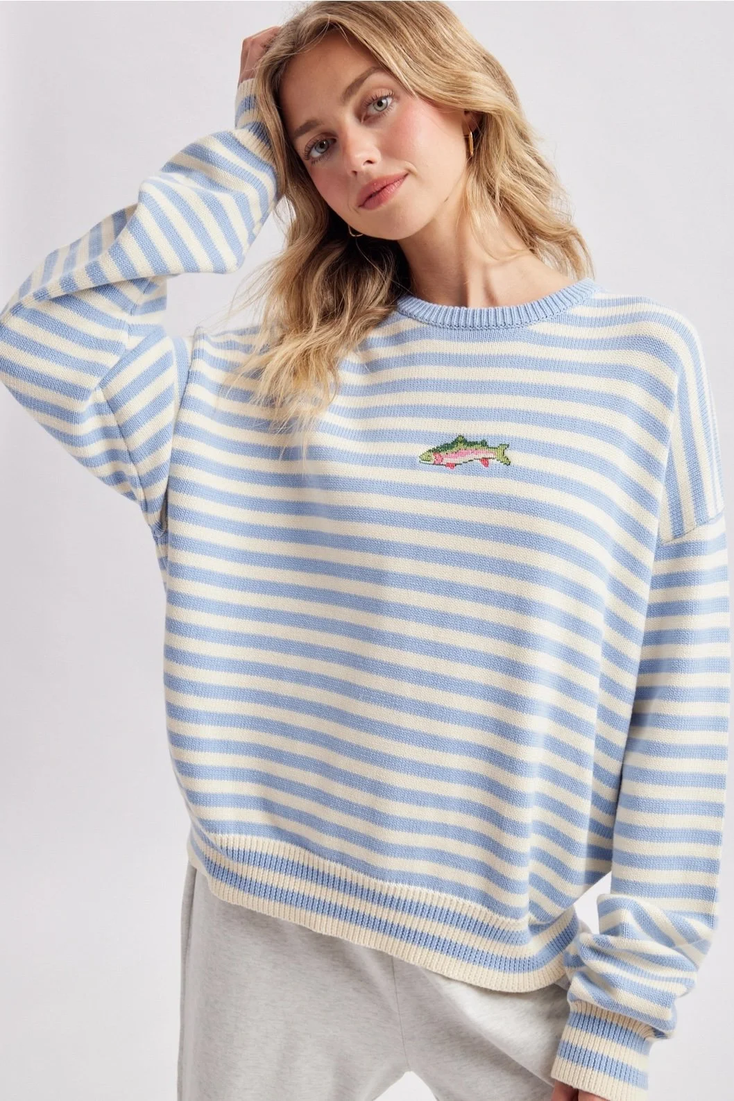 Striped Fish Sweater – Blue