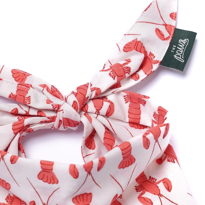 The Paws red and white lobster dog bandana