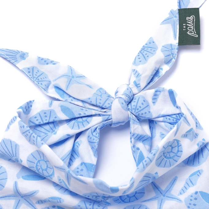 The Paws blue seashells dog bandana