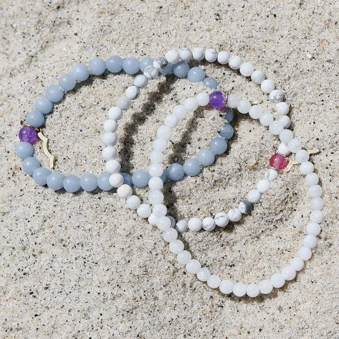 women’s moonstone beaded bracelet with UV awareness bead by Sailormade