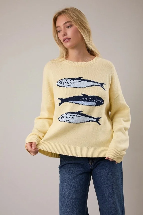 Sardine Trio Sweater – Yellow