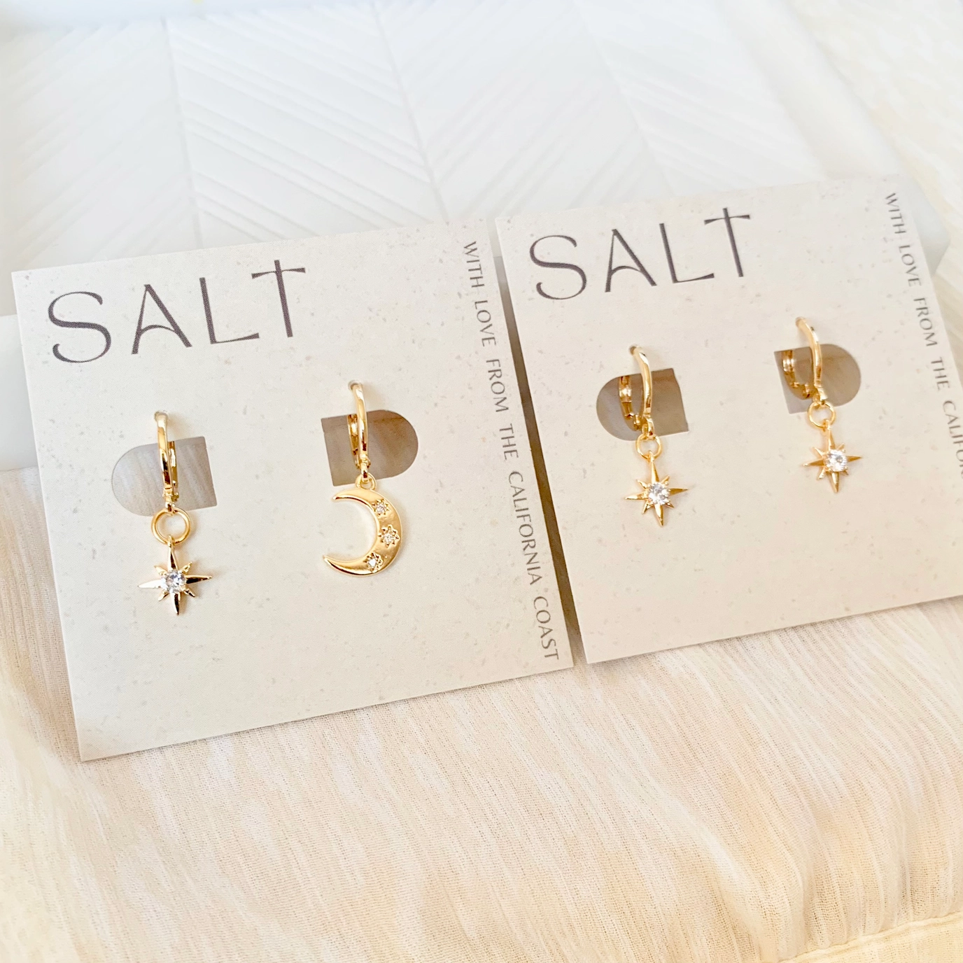 Salt - Star & Moon Huggie Hoop Earrings
