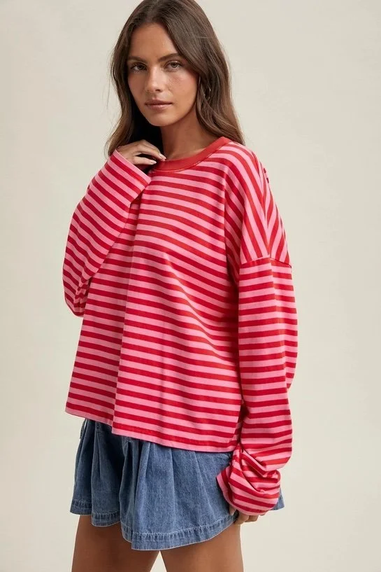 Cherry Sunset Striped Long Sleeve Tee