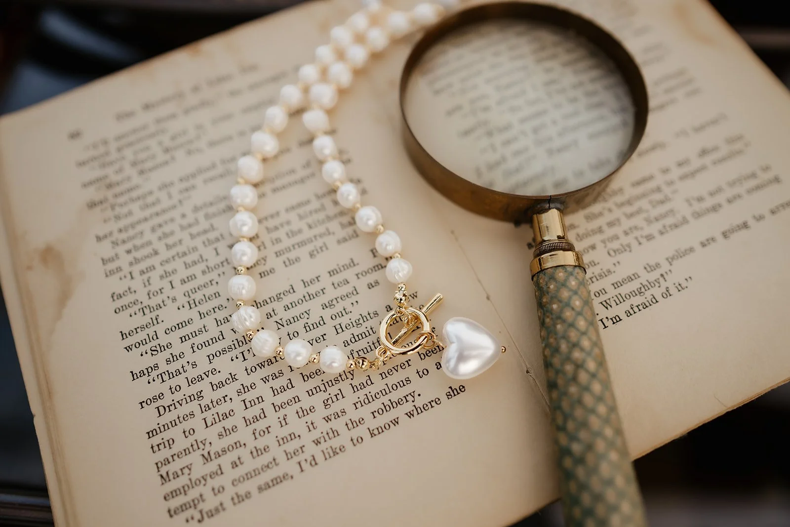Vintage-inspired Wren Pearl Necklace with toggle clasp