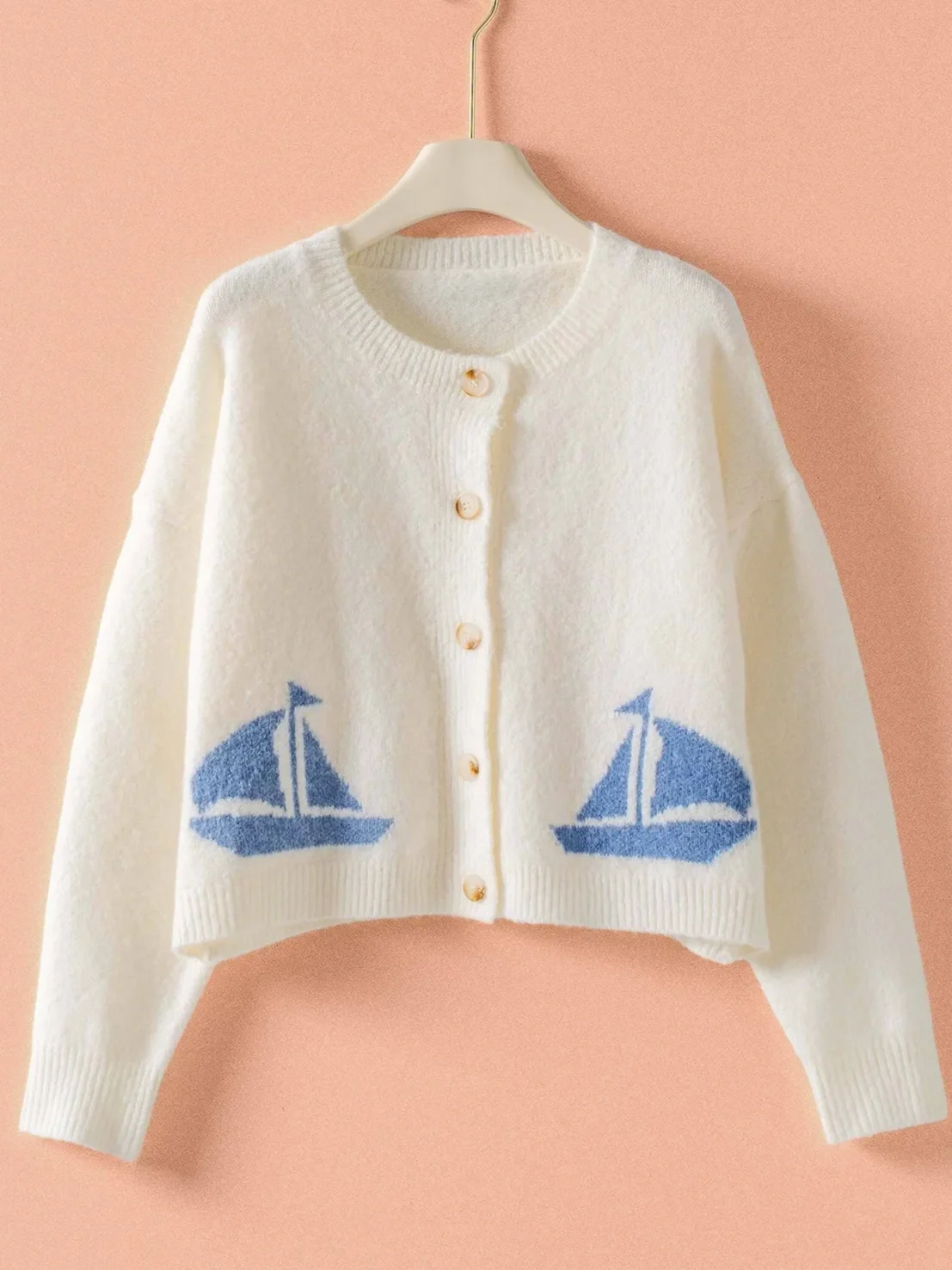 Sailboat Cardigan Sweater – Ivory