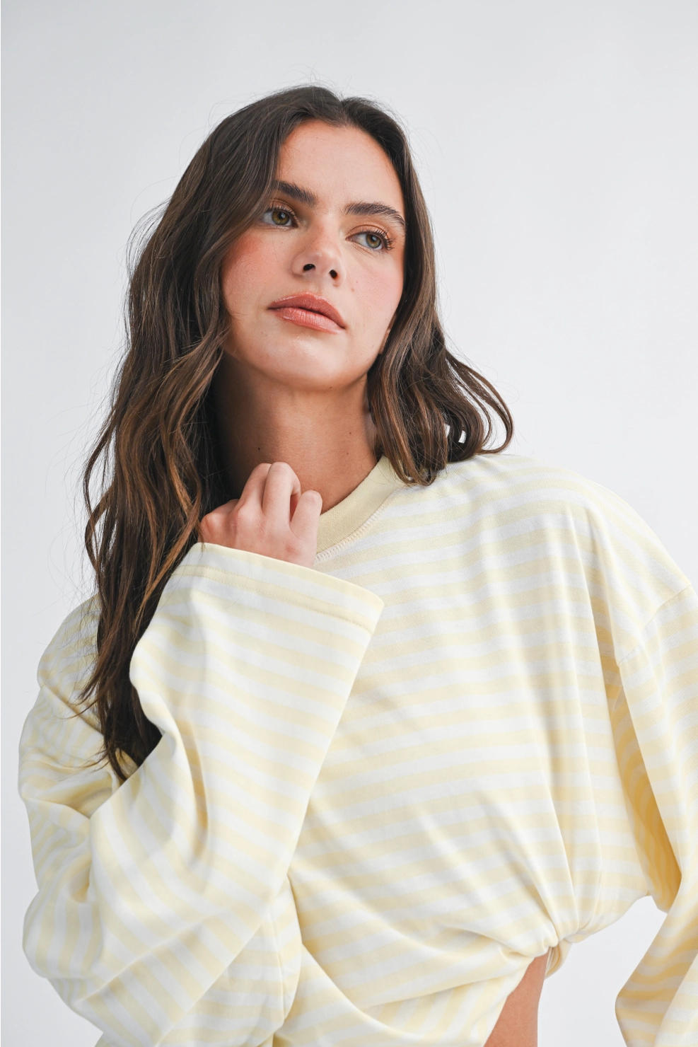 Yellow and cream striped long sleeve tee