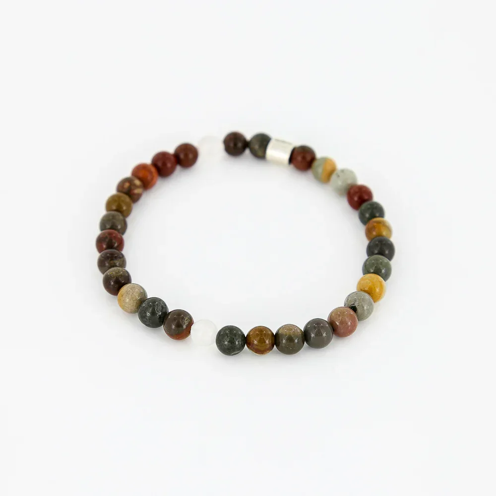 men’s ocean jasper beaded bracelet with UV awareness bead by Sailormade