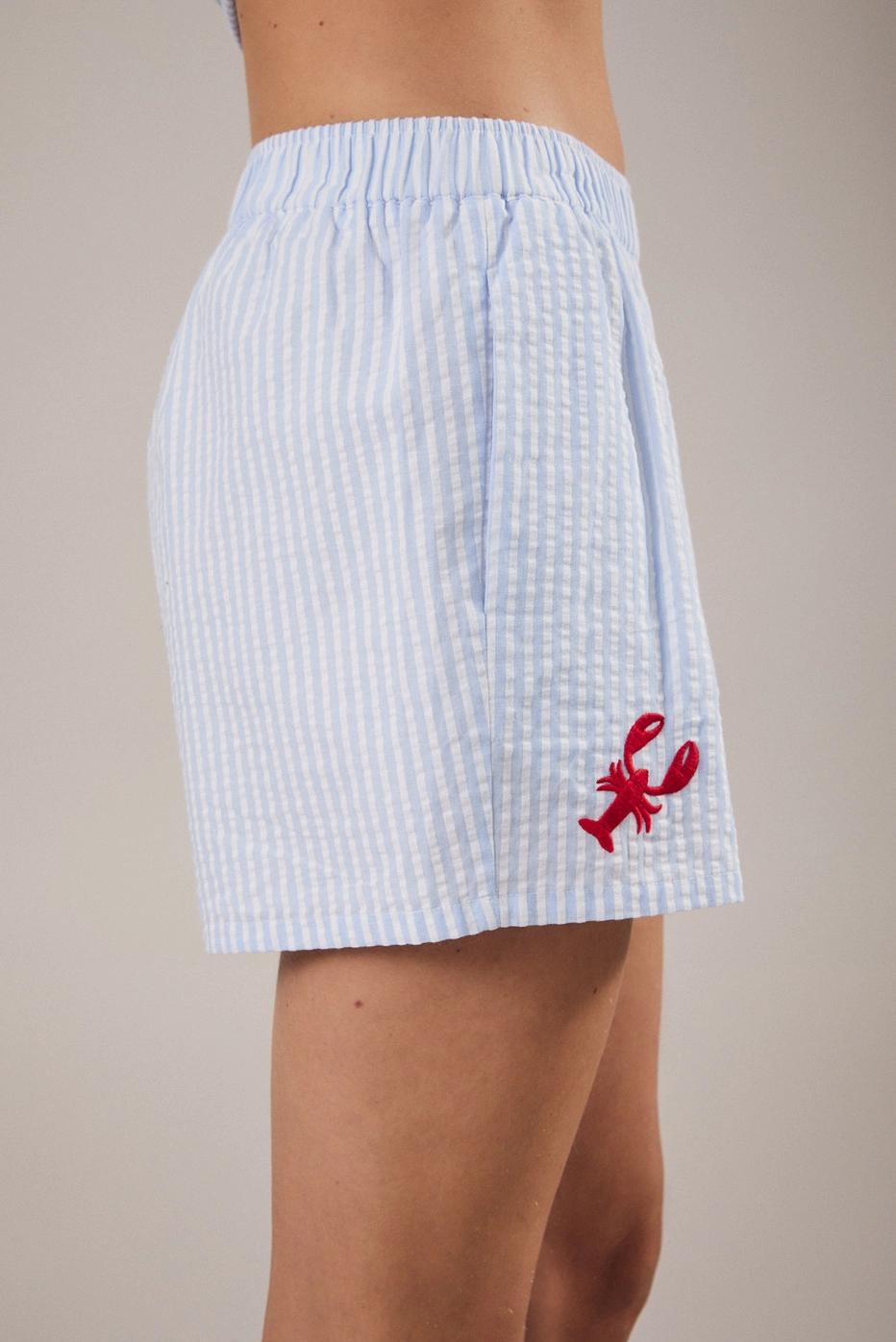Seersucker Striped Lobster Boxer Shorts