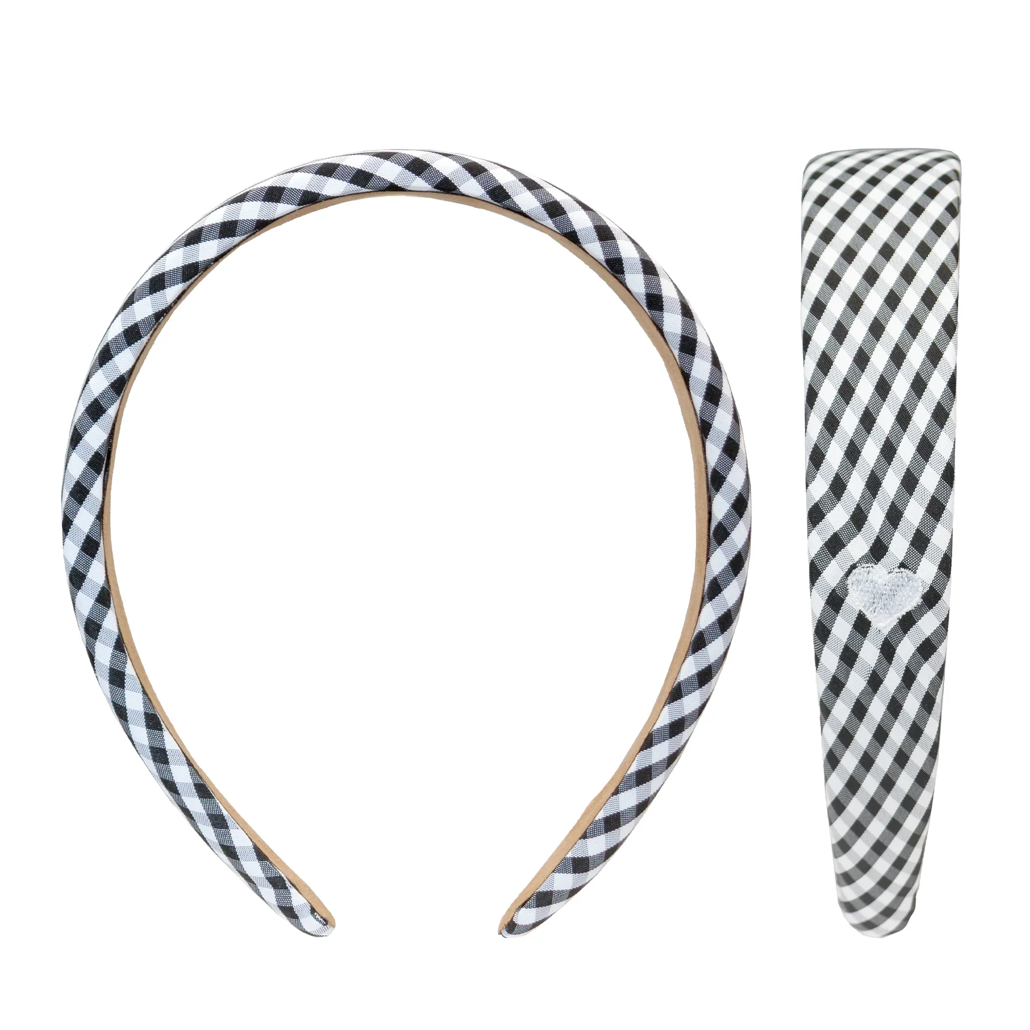 Emi Jay black gingham halo headband with twisted design
