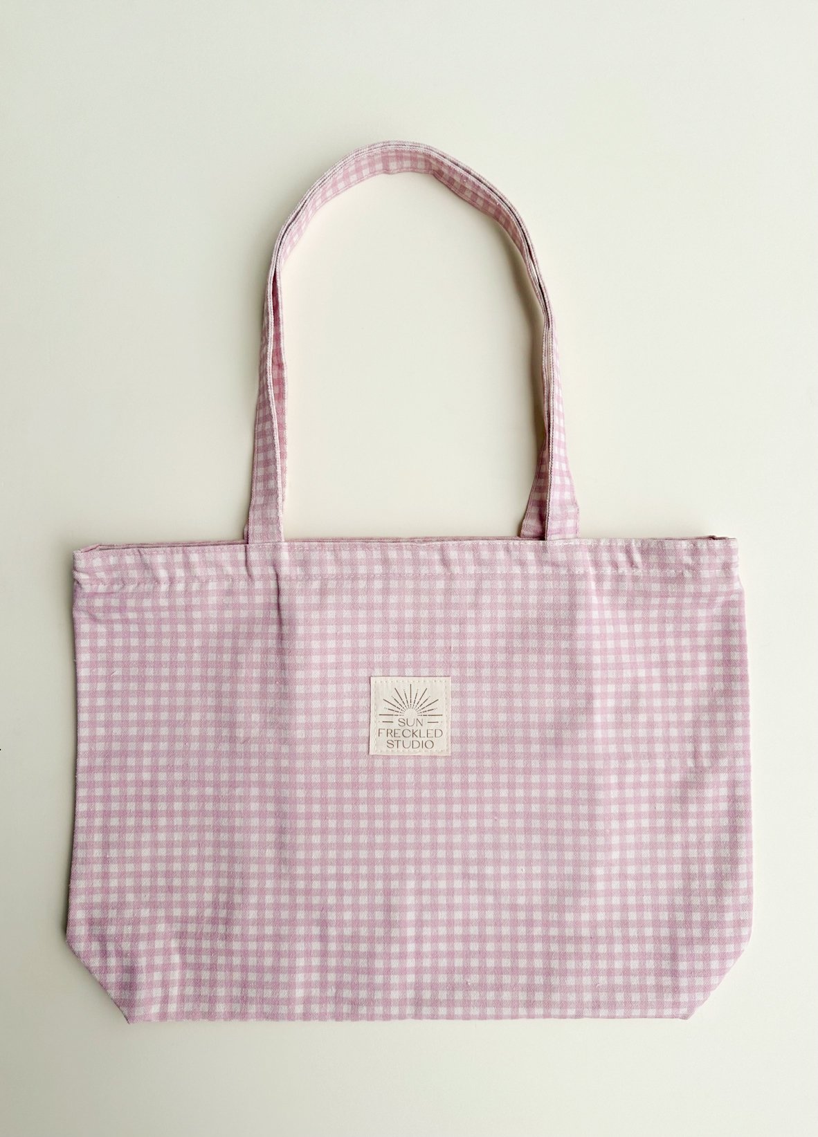 Strawberry Gingham Tote Bag – Wide
