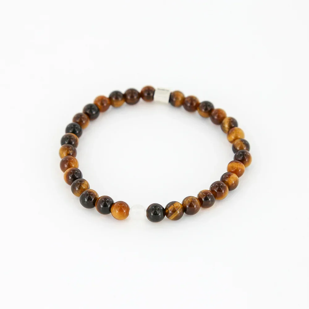 men’s tiger eye beaded bracelet with UV awareness bead by Sailormade