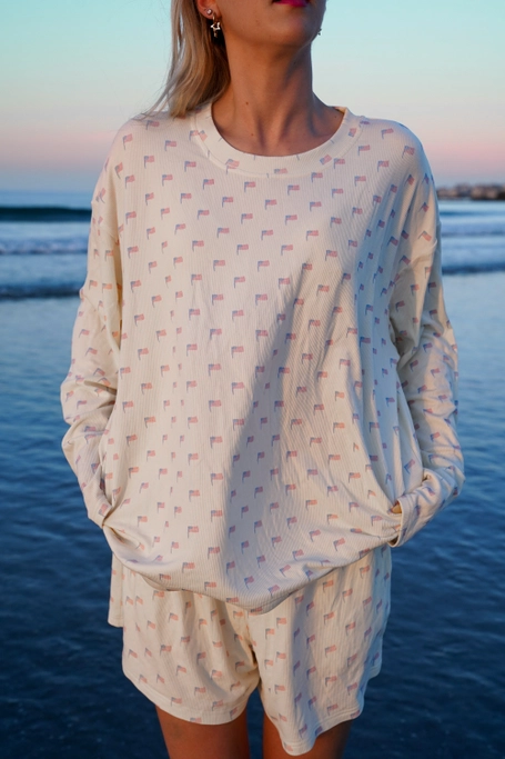 American Flag Pajama Top