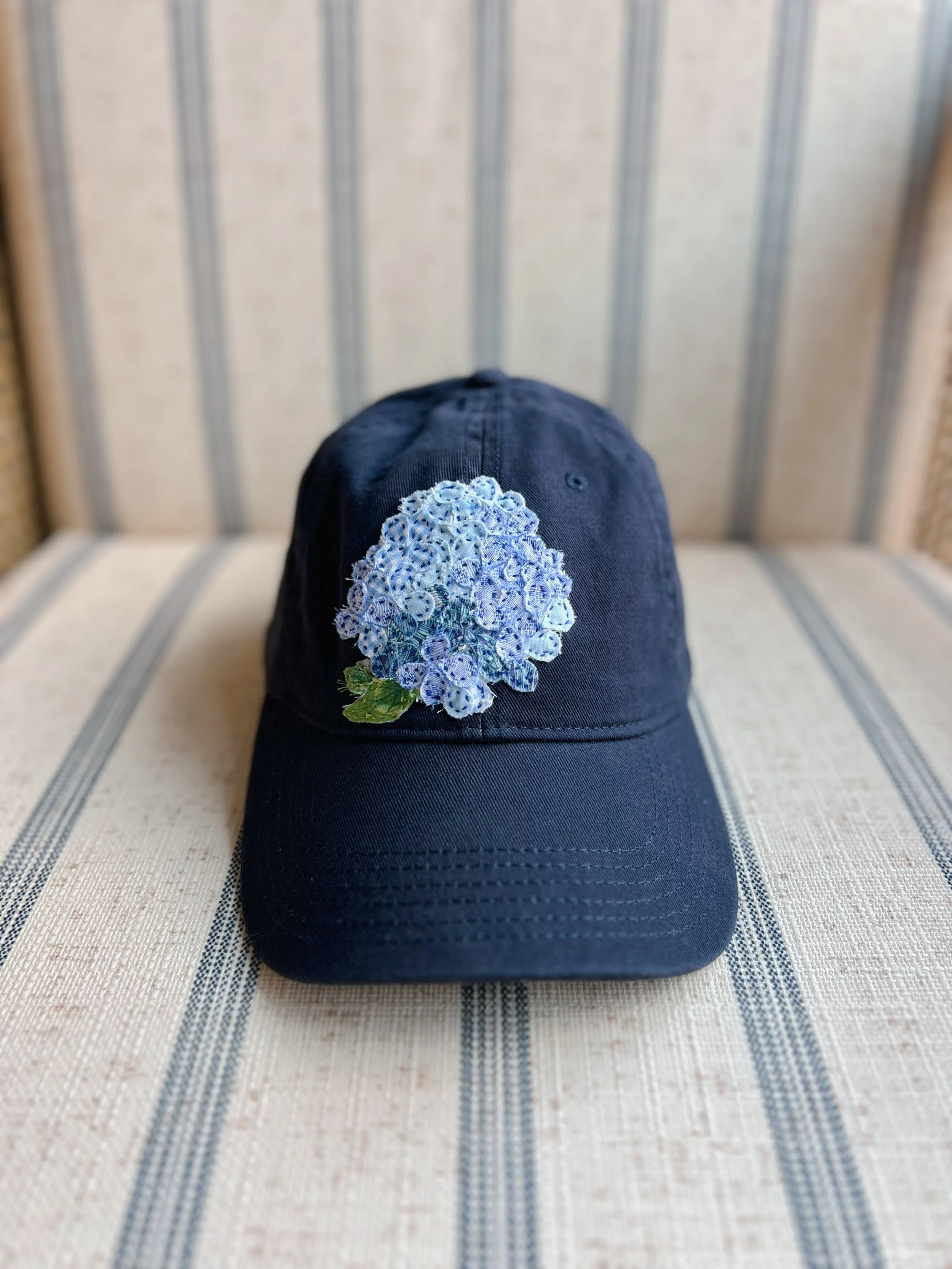 Hydrangea Cap – Navy with Blue Hydrangea 3