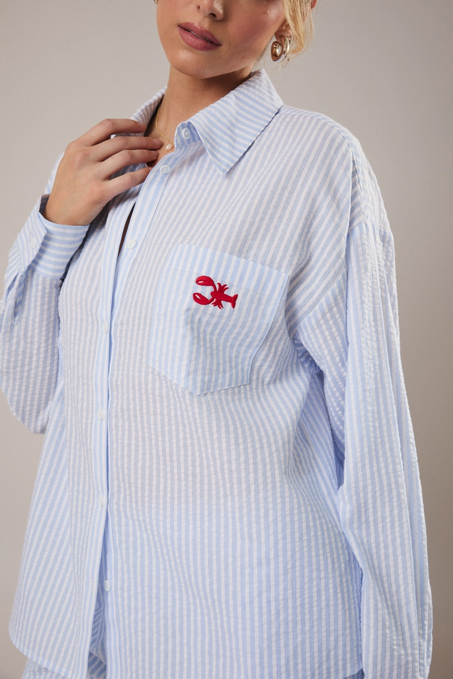 Seersucker Striped Lobster Shirt 4