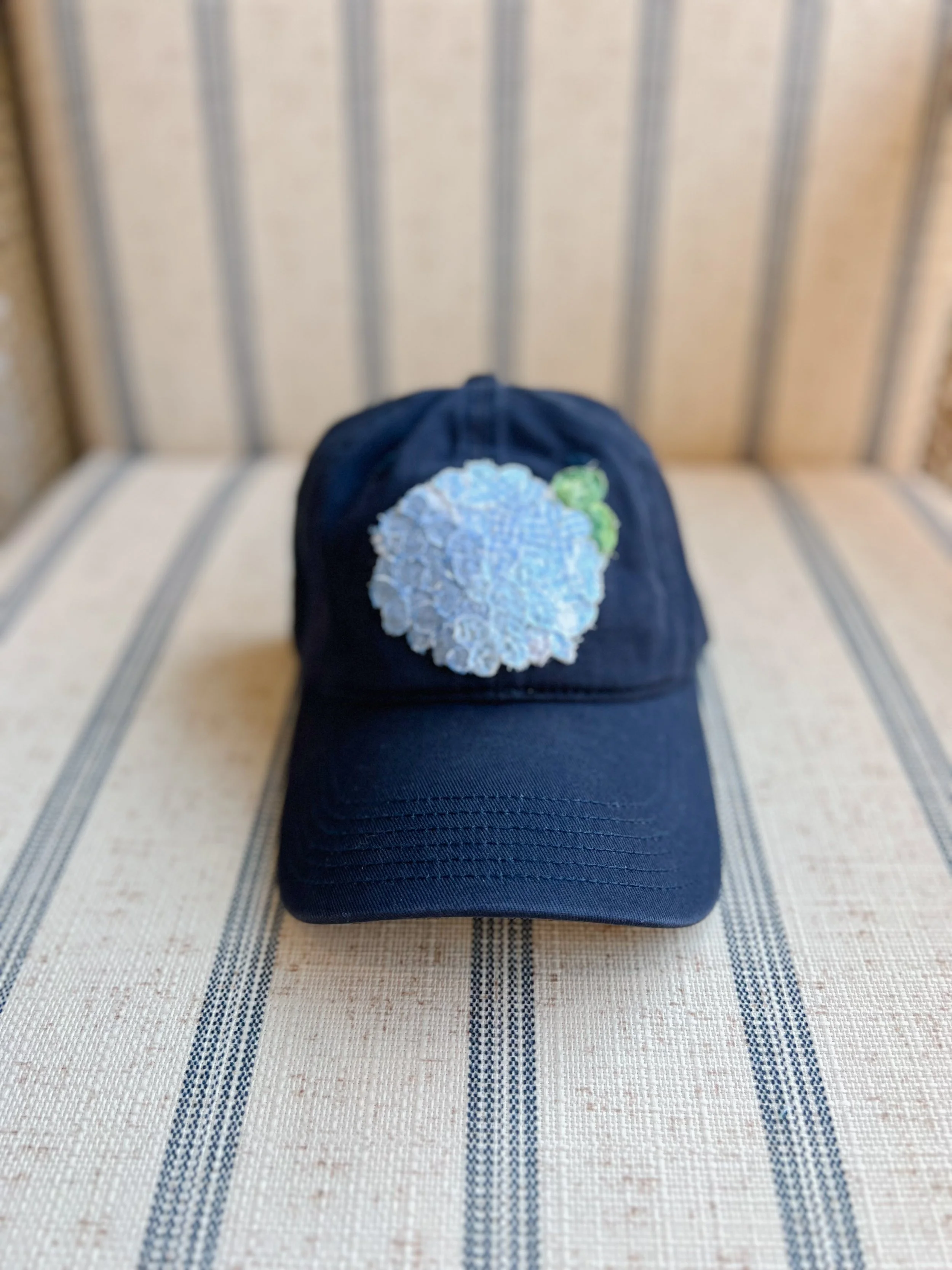 Hydrangea Cap – Navy with Blue Hydrangea 5