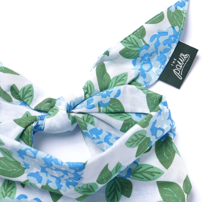 The Paws blue and green hydrangea dog bandana