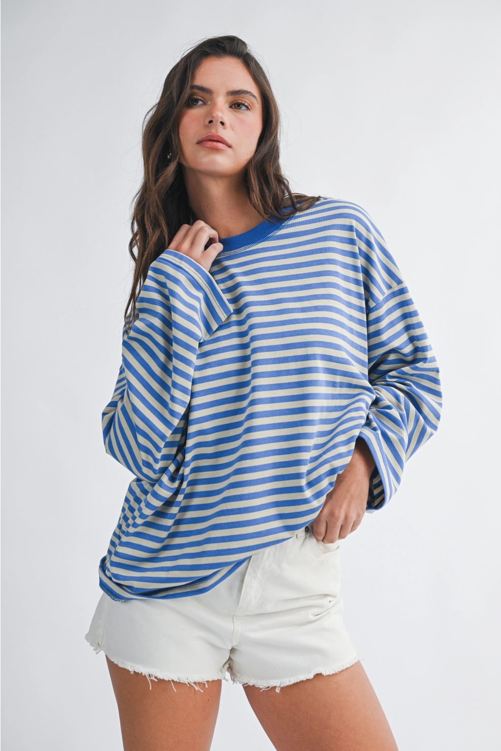 Sky Blue Striped Long Sleeve Tee