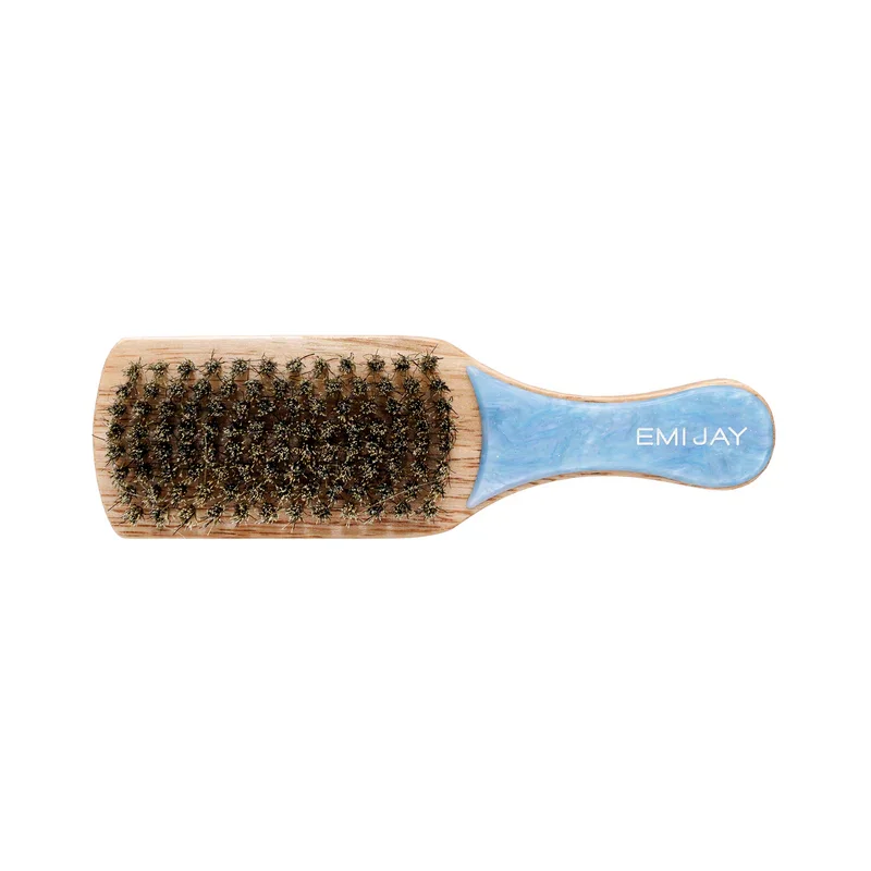 Emi Jay mini boar bristle hair brush with blue marbled handle.webp