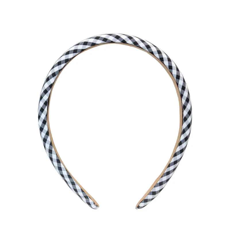 Emi Jay black gingham halo headband with twisted design