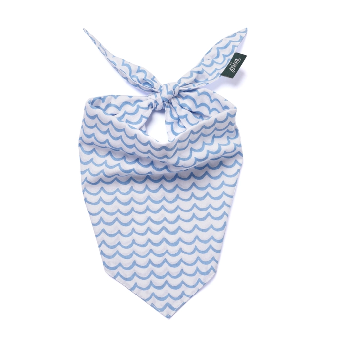 The Paws light blue waves dog bandana
