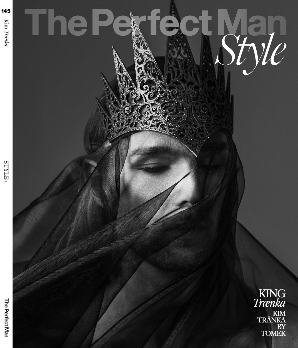 King Tr&aelig;nka: Television figure Kim Tr&auml;nka undergoes a striking metamorphosis in this collaborative story, transcending the commercial aesthetic of his appearances in Prince Charming, Germany&rsquo;s Next Topmodel, and MTV&rsquo;s The Chall
