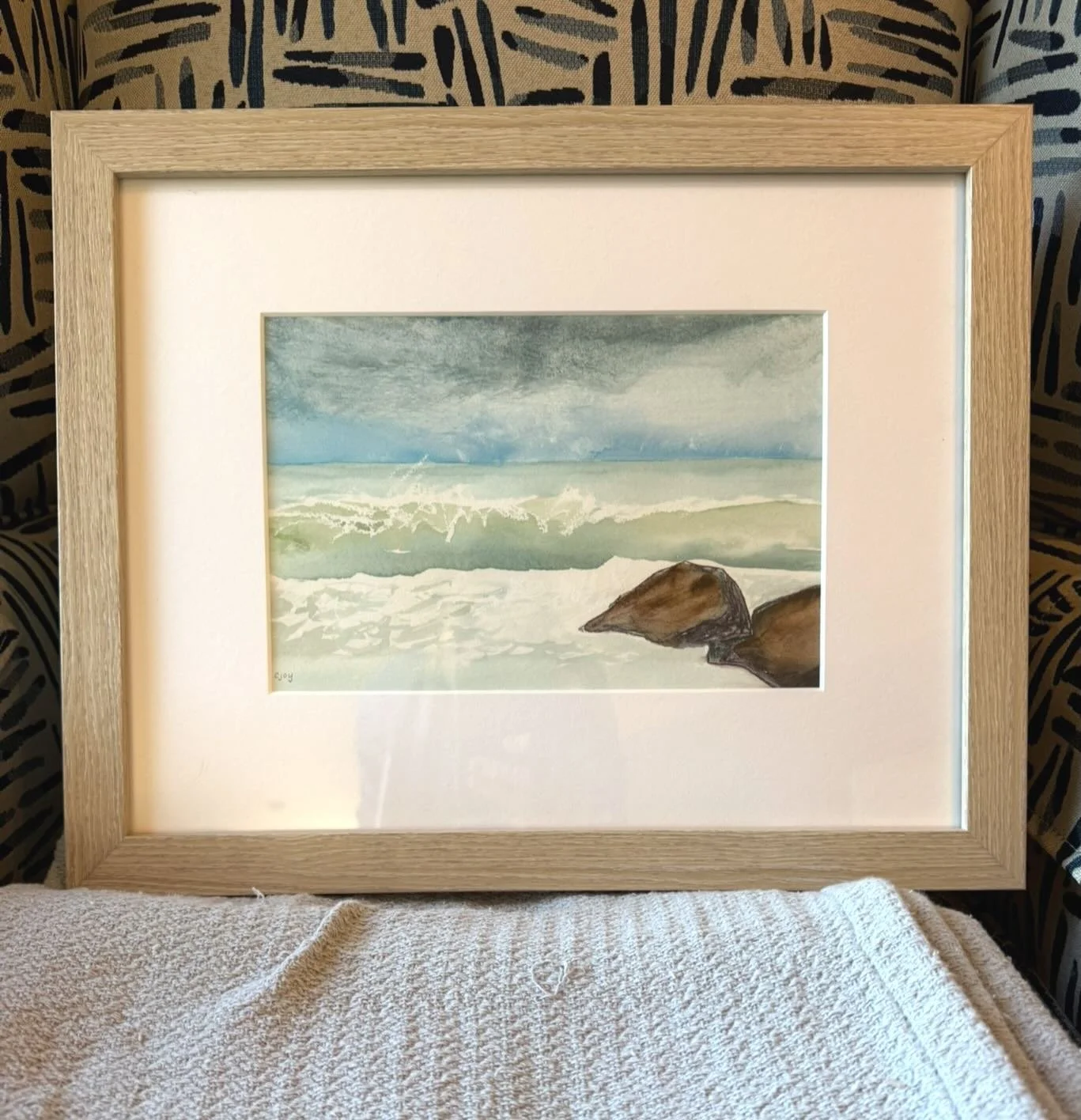 &ldquo;Quiet Time&rdquo; 
Watercolor 

This painting is about those quiet, peaceful moments when alone, walking the sand the skies begin to cloud over diffusing the light, muting the colors of the water. 

#itsafeeling #beachmoments #seaside #waterco