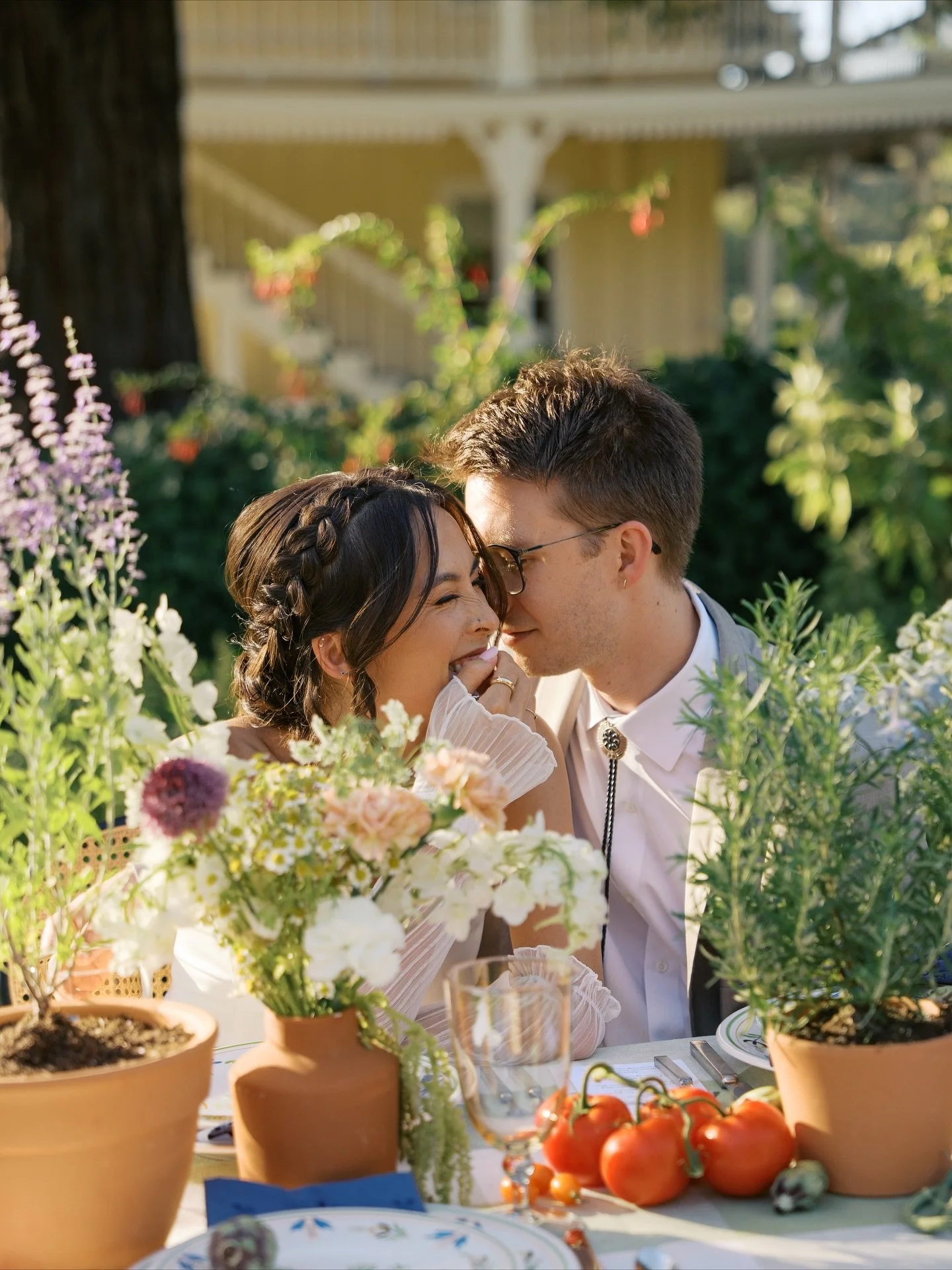 A moment for the hair ✨🌿

Photographer: @jaimeeraneighphoto 
Host: @ardentlycollective 
Venue: @beltaneranch 
Models: @_chasingfireflies &amp; @hoisinjo
Florals: @desertrose.creative 
Gown: @taylarmadedresses 
Tux: @thebridalhouseofbeaufort 
Station
