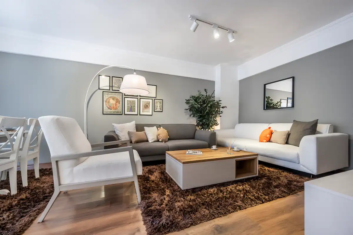White and grey living space