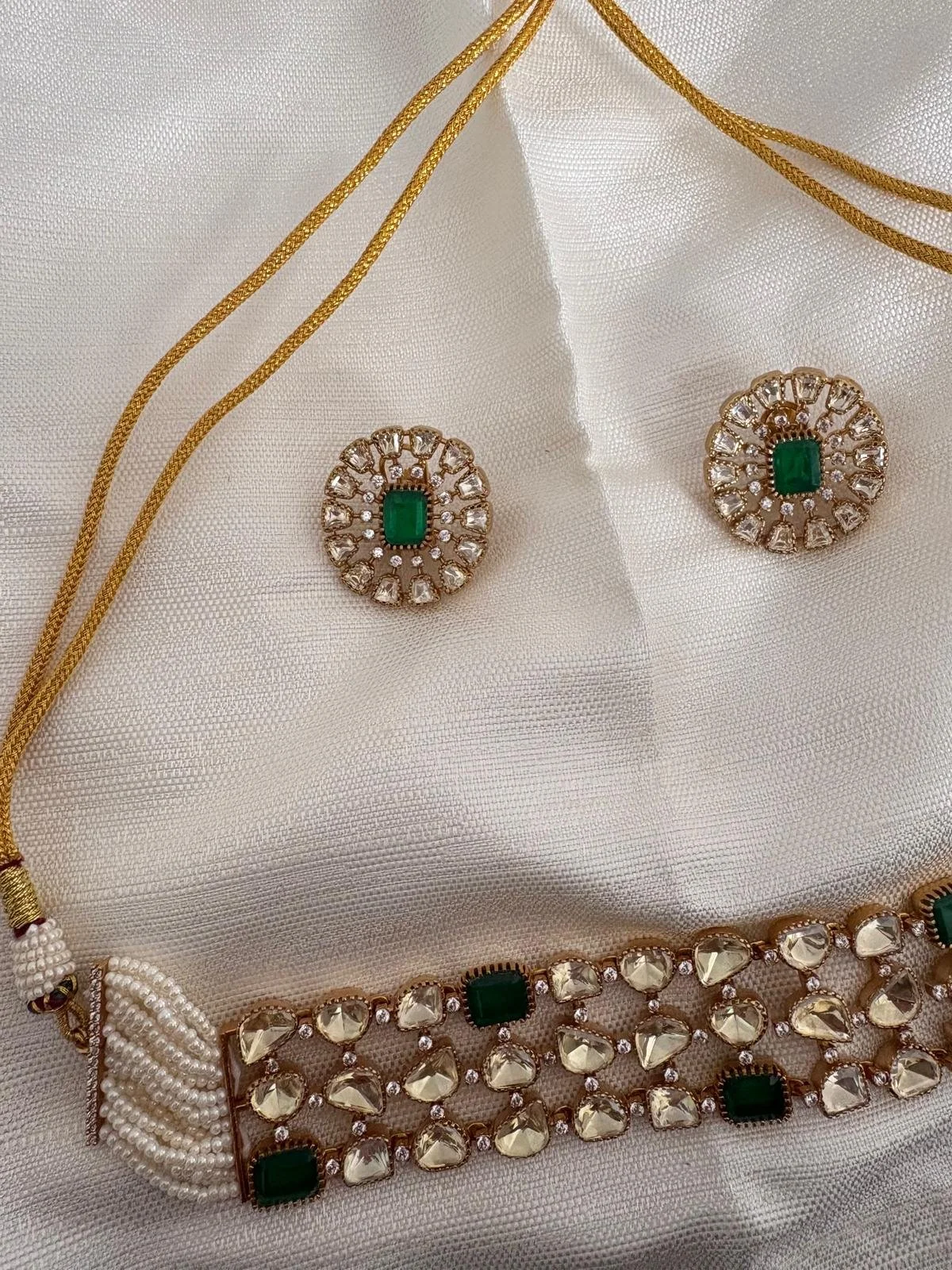 NOOR - Exquisite Green &  Real moissanite  Jewelry Set