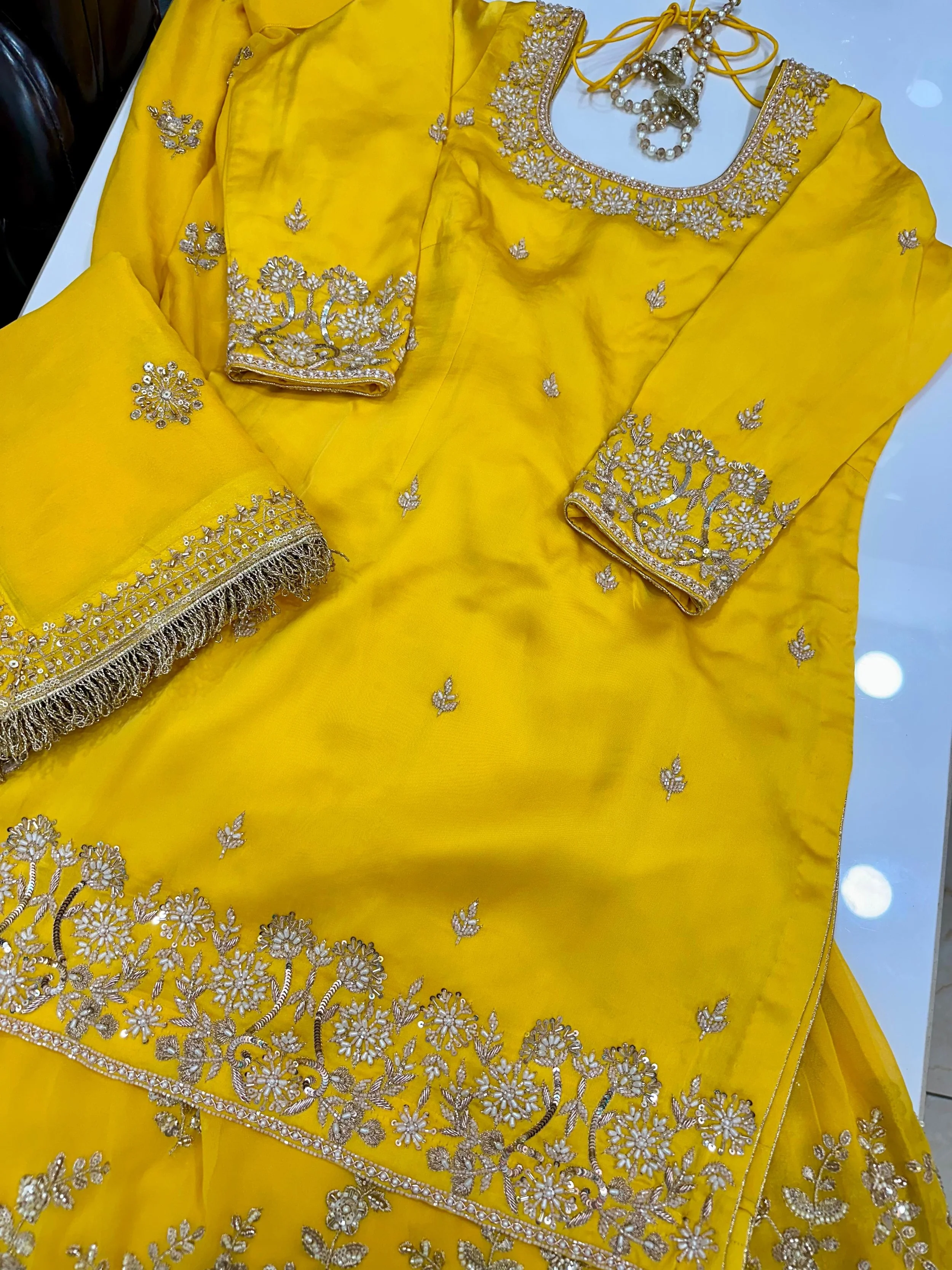 NINA - Elegance in Yellow Embroidered Dress