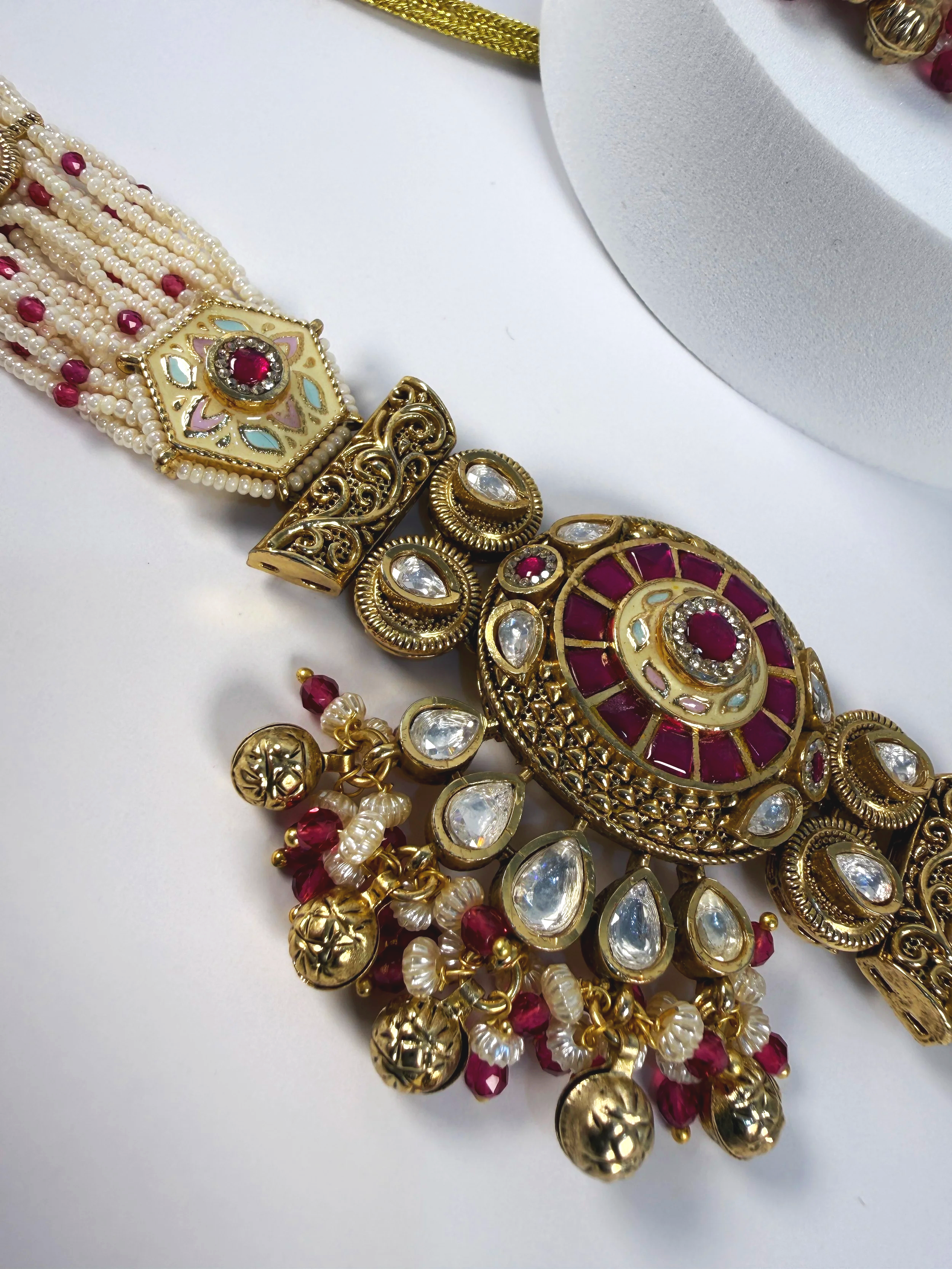 MEENU - Antique Gold Mina Kundan Choker