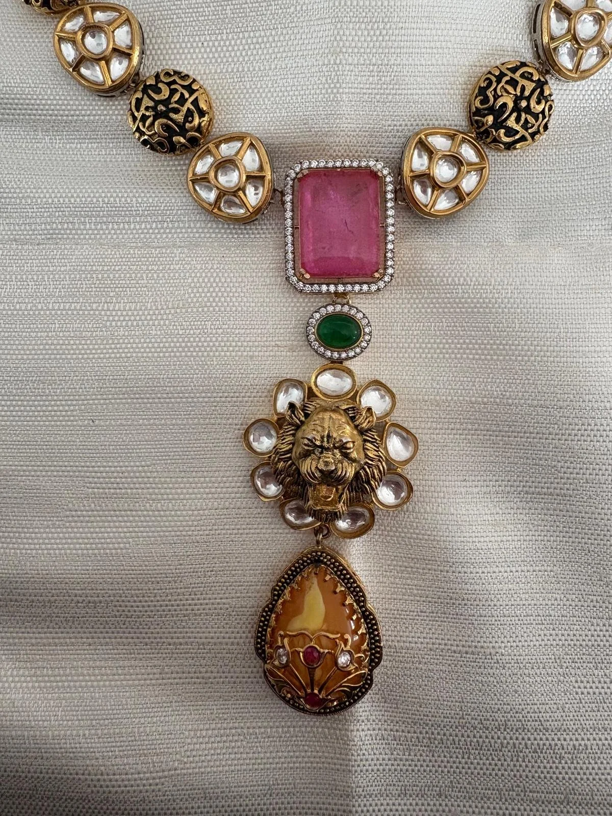 GULNAR - Regal Lion Motif Sabyasachi Necklace