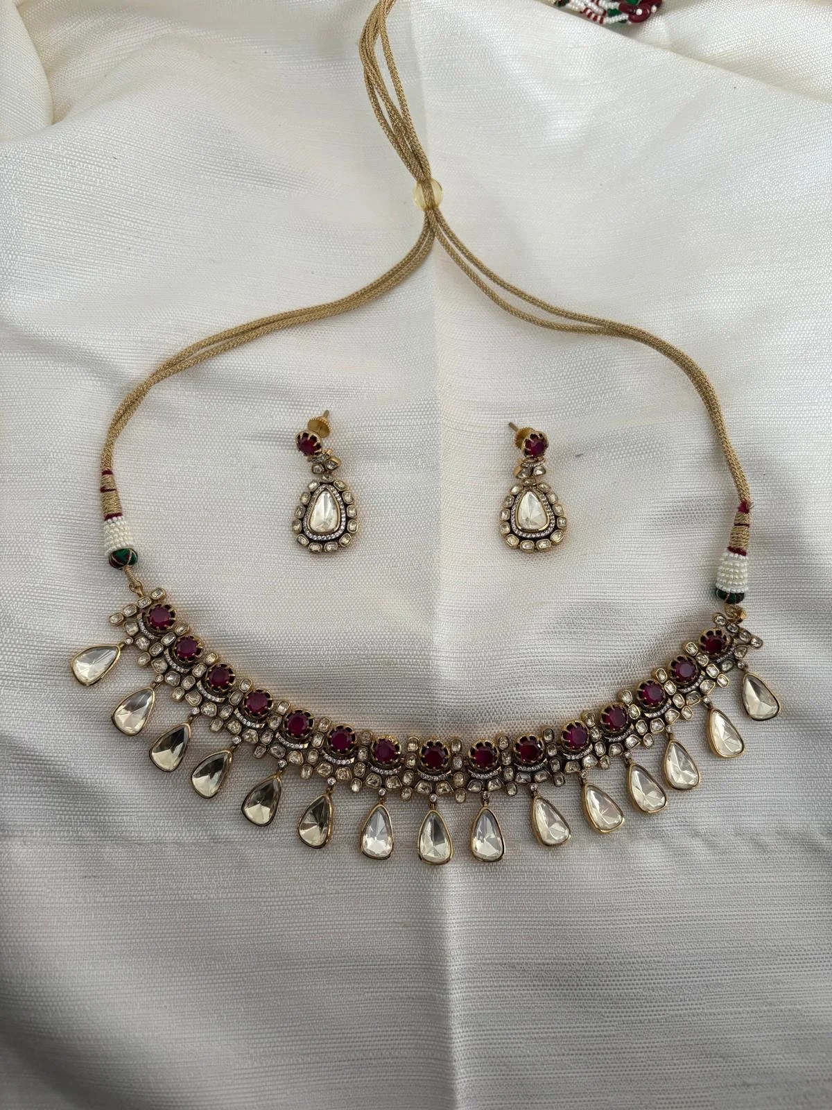 RUBINA - Ruby Radiance Real Moissanite Kundan Necklace Set