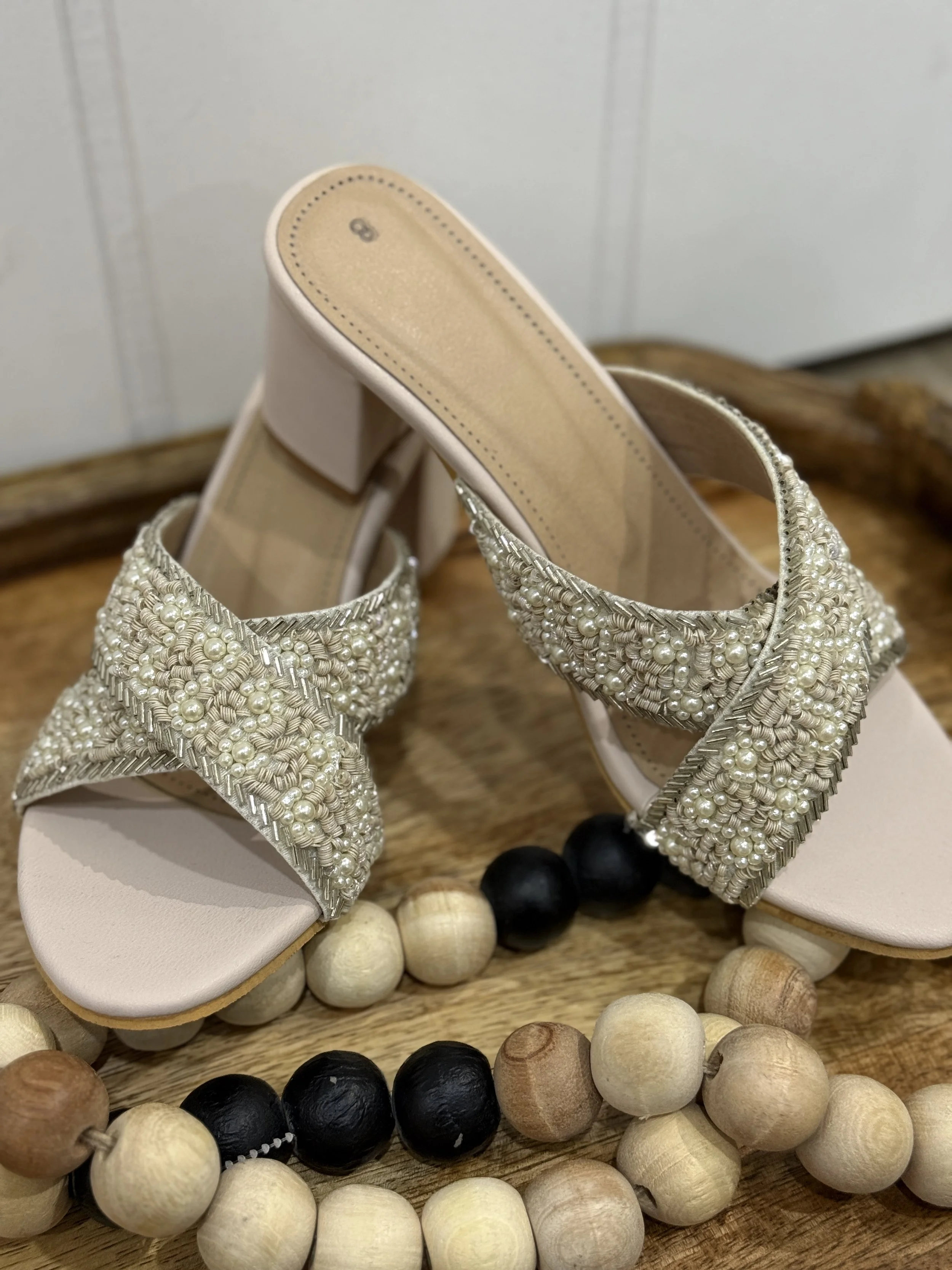 SONAL - Elegance Embroidered Pearl Heeled Sandals