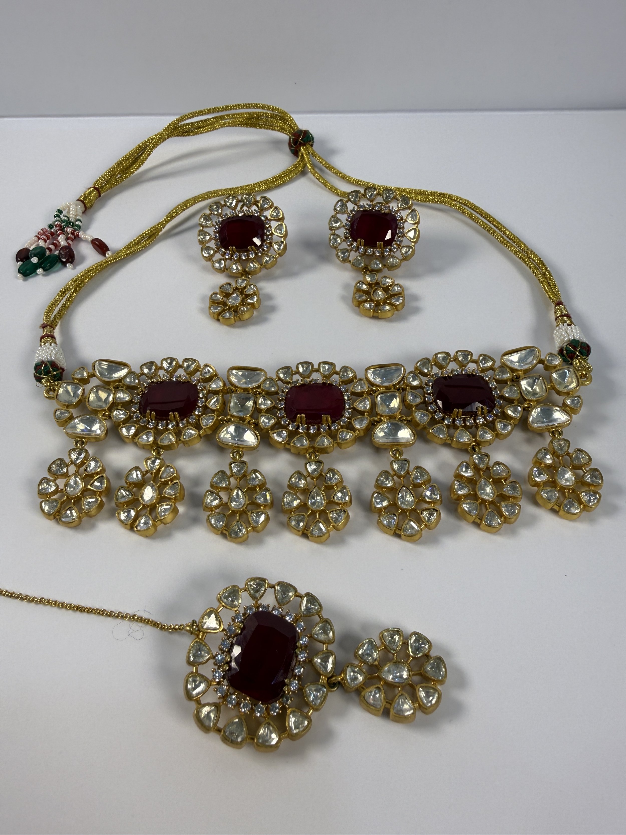 ALIA - Exquisite Moissanite Kundan Set with Ruby & Green