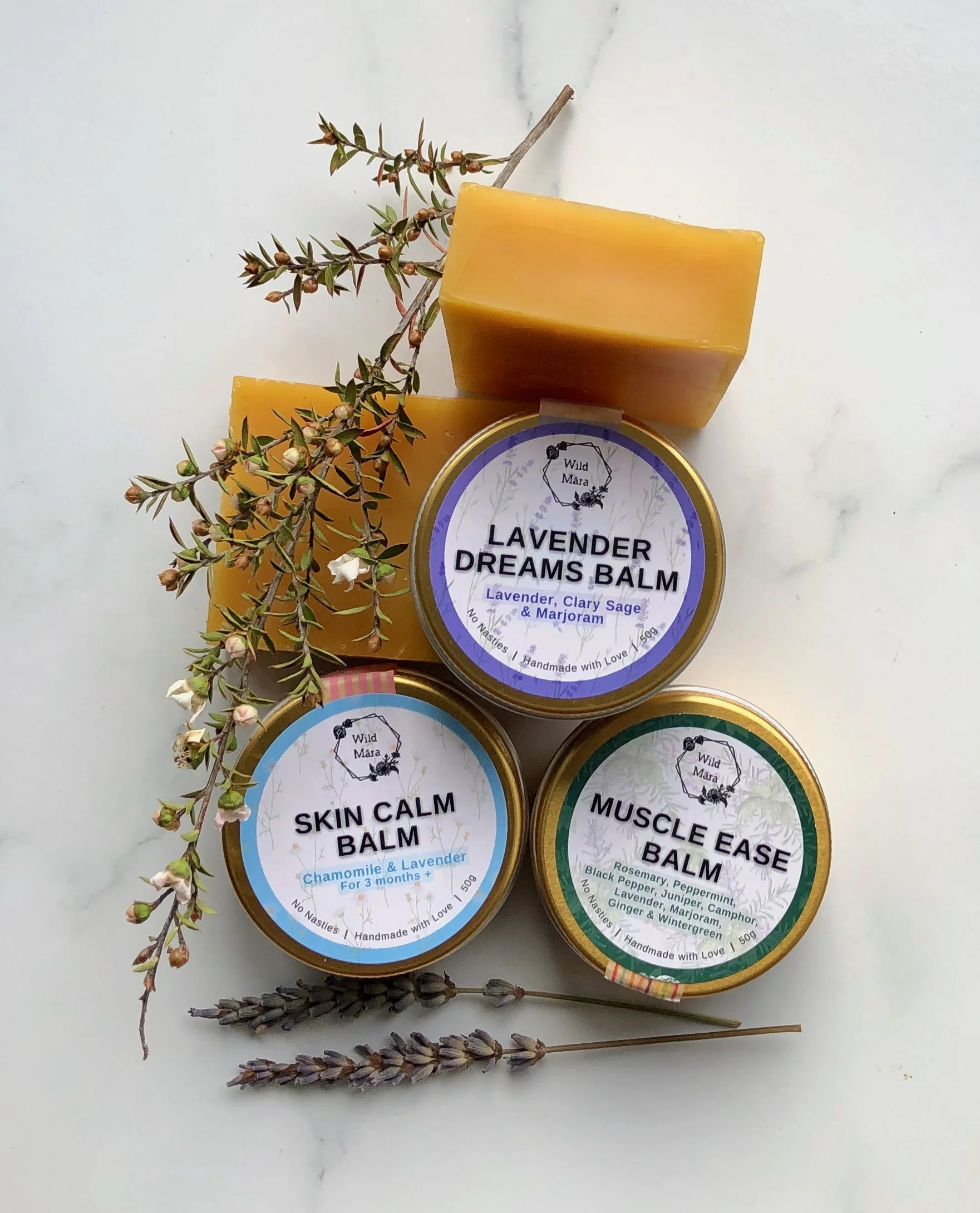 wild māra botanical balms collection, NZ