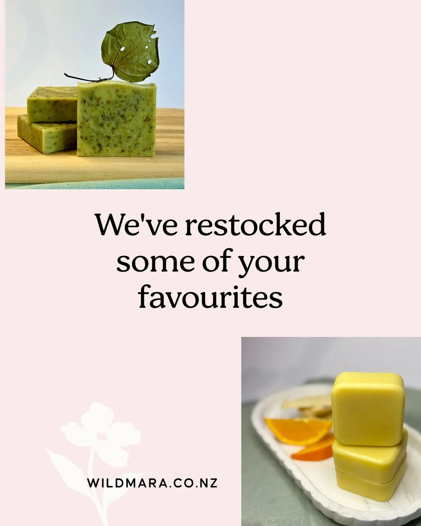 Kawakawa &amp; Aloe Soap 

and

Orange, Bergamot &amp; Cedarwood Deep Nourishing Conditioner Bar