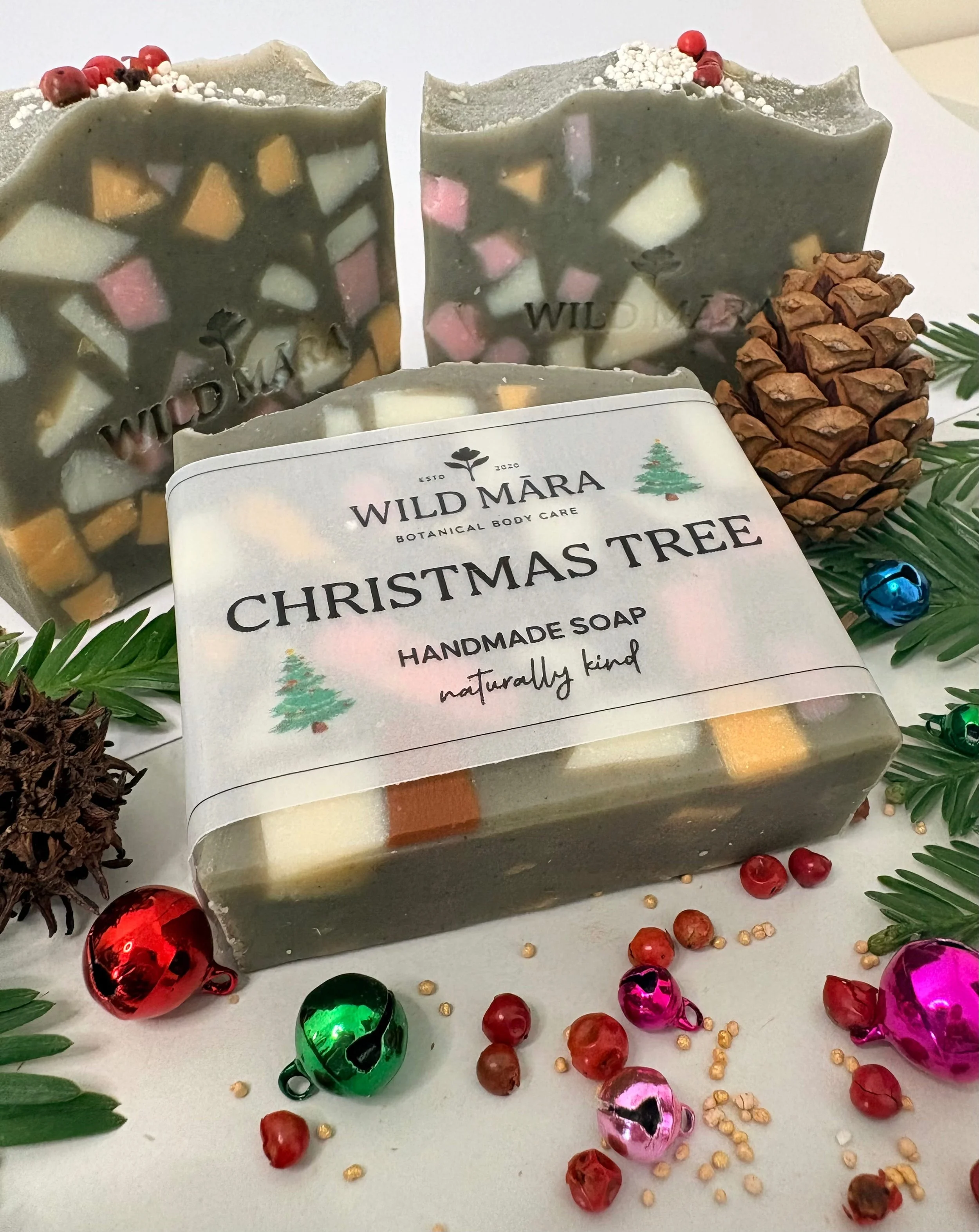 Christmas Tree Soap by Wild Māra with Hinoki Wood Essential oil, NZ