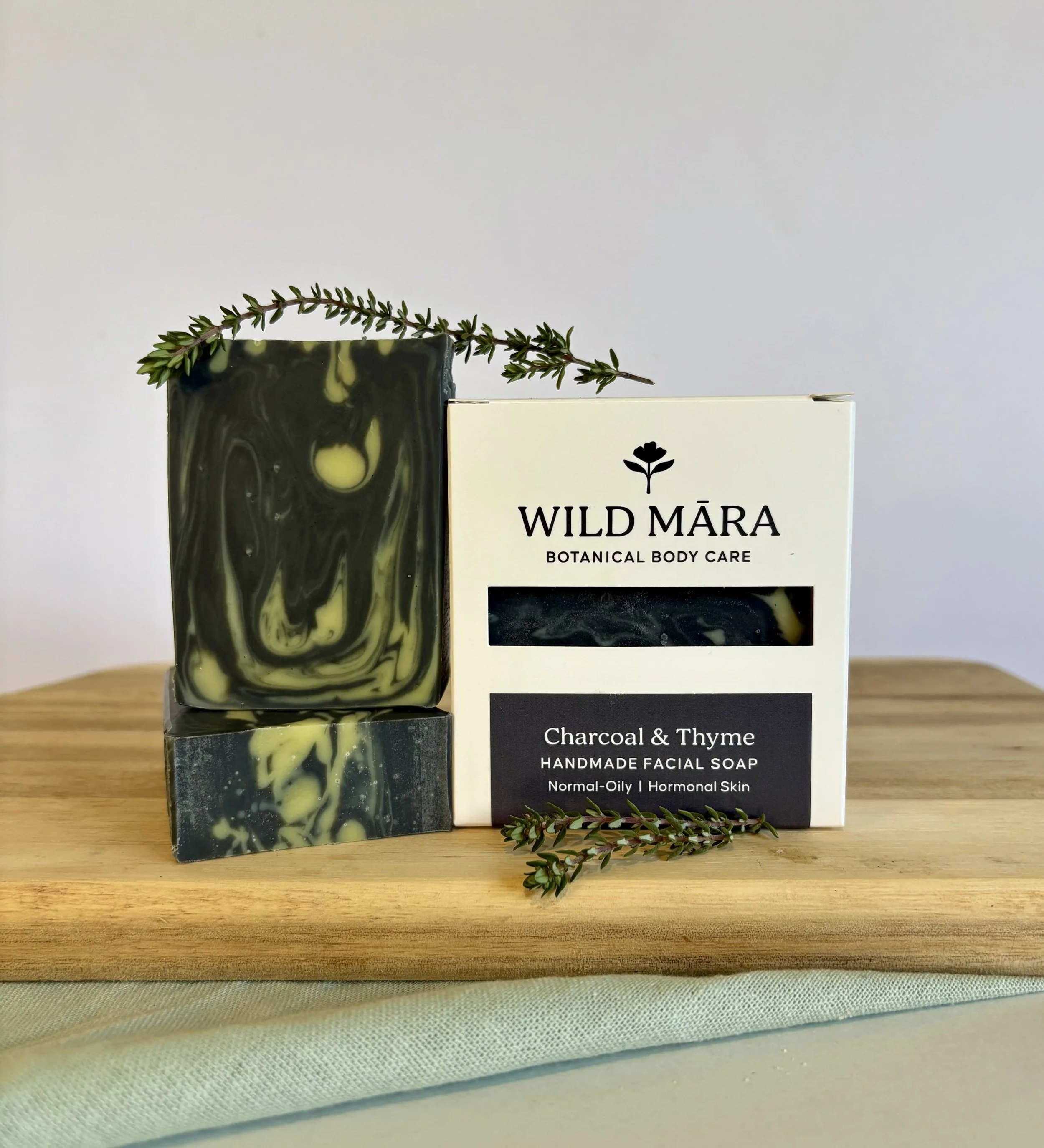 Charcoal and Thyme Facial Soap: normal, oily to hormonal and blemished skin