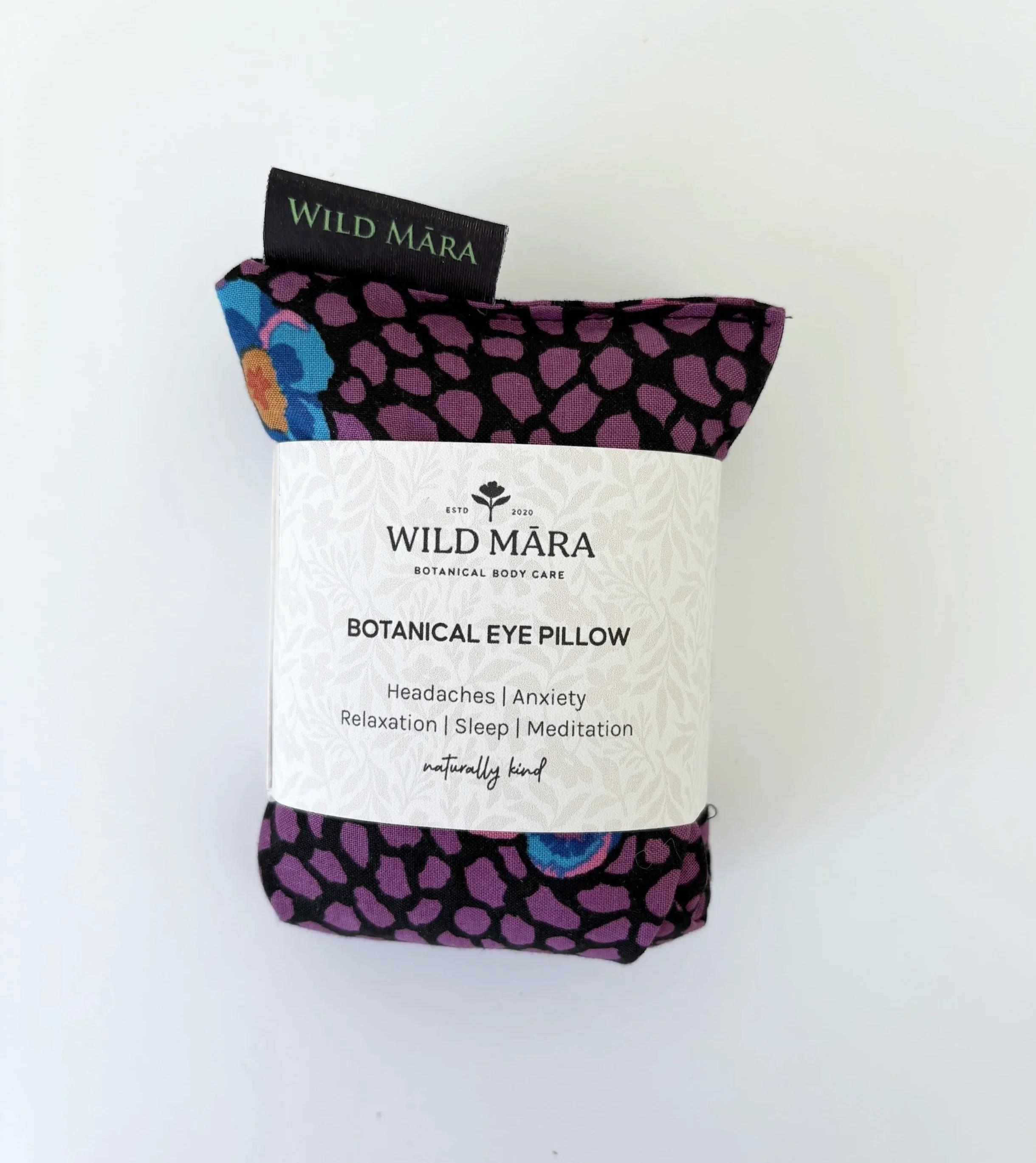 Botanical Eye Pillow with lavender, floral pattern, NZ