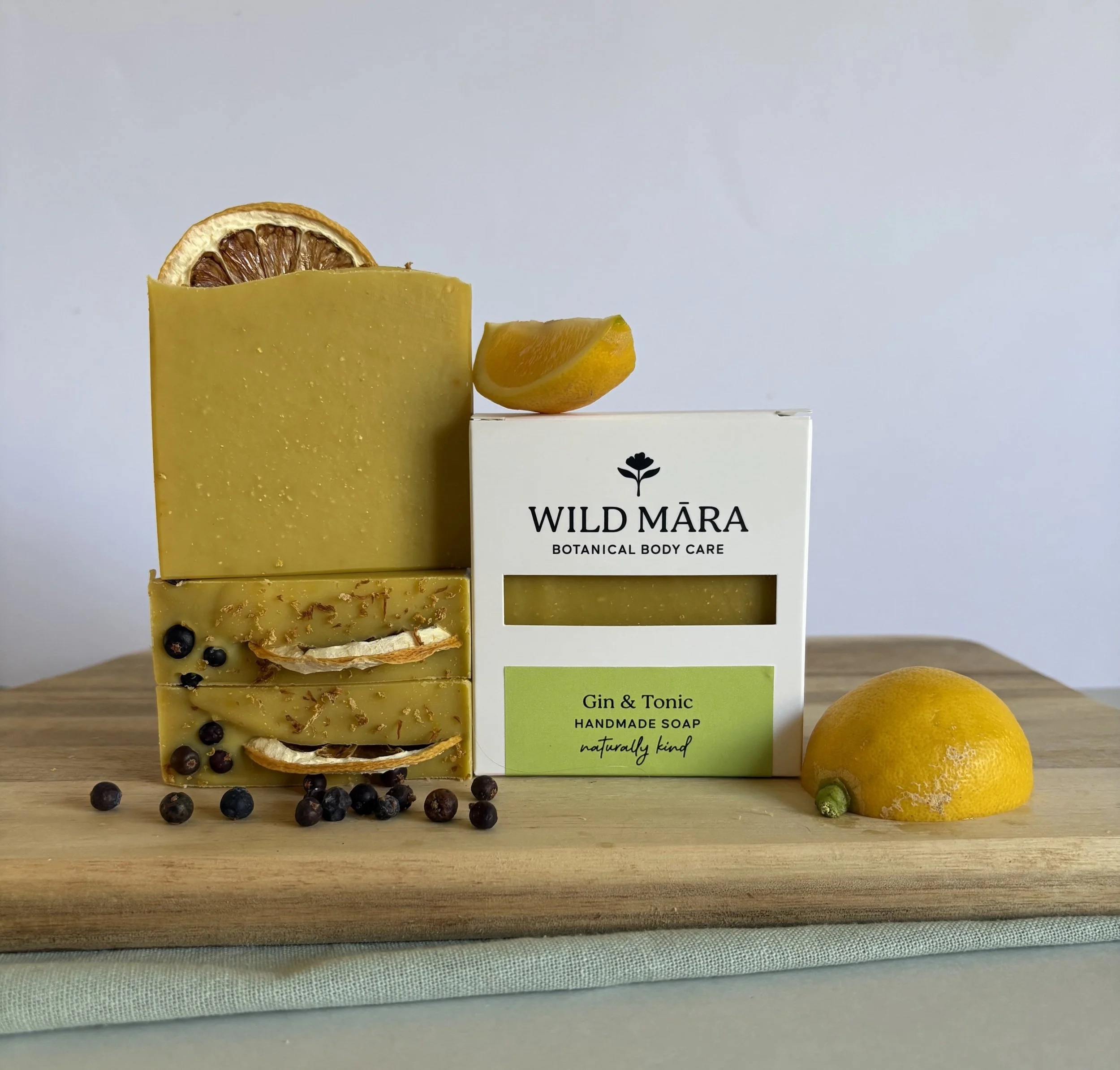 Gin & Tonic Soap with lemon balm, handmade novelty soap, NZ