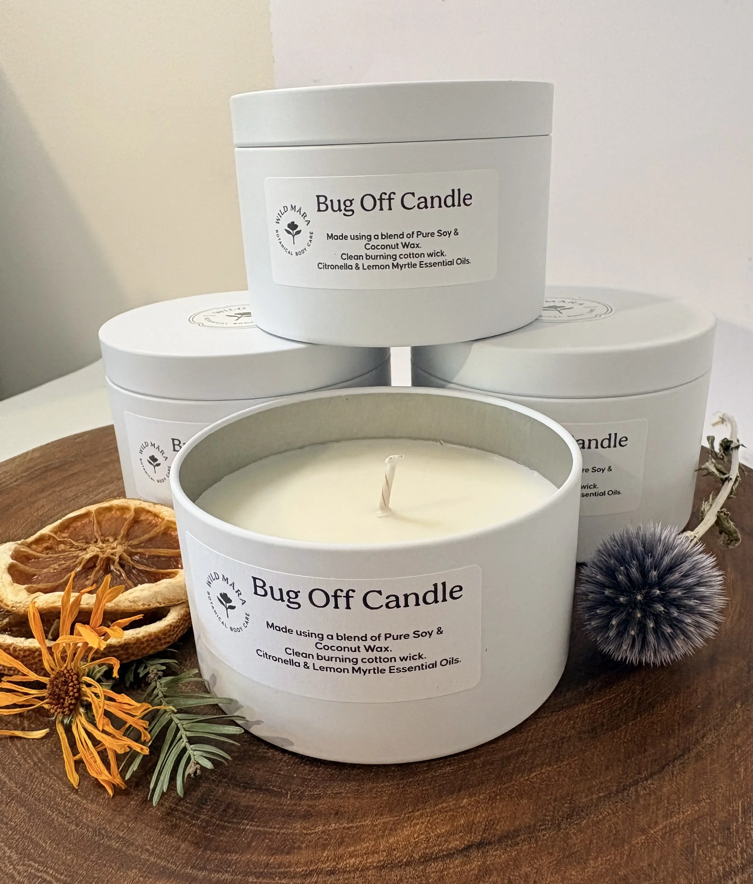 Bug Off Candle made using coco-soy wax and essential oils