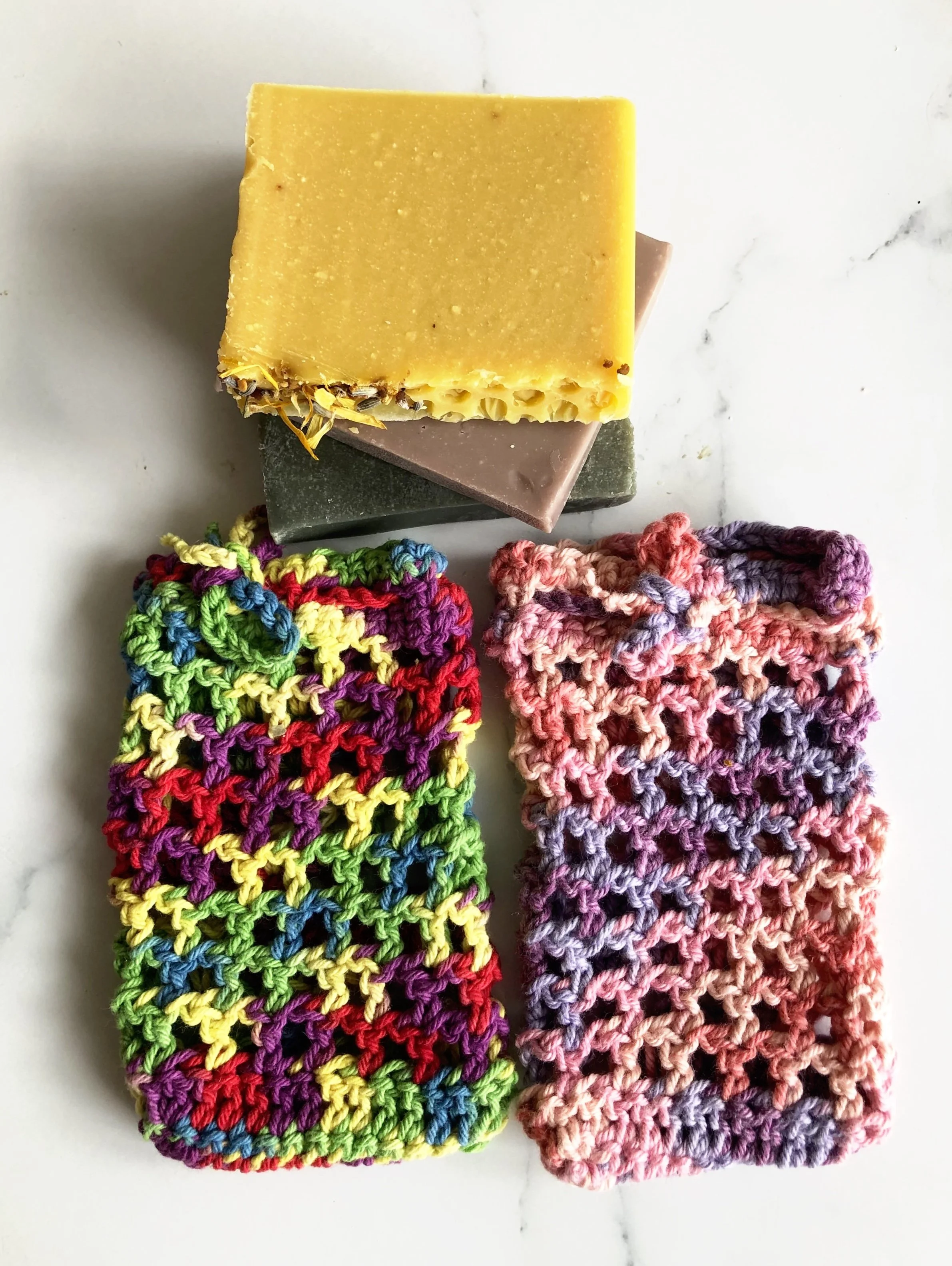 Crochet Cotton Soap Saver, great for a wild māra soap, NZ