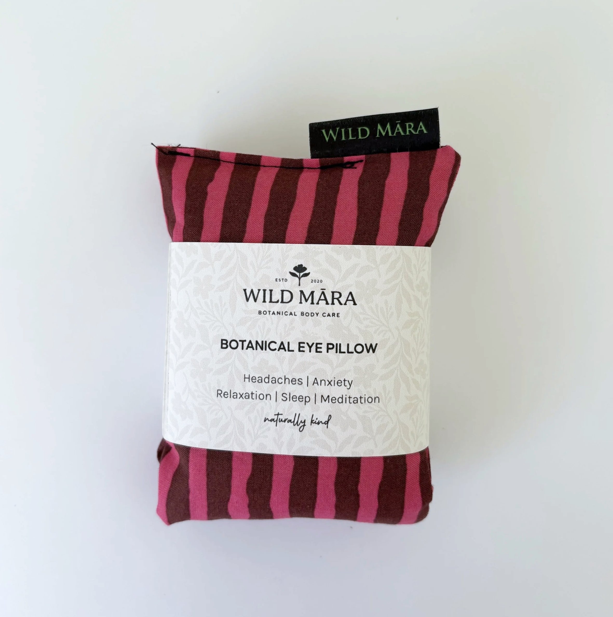 Botanical Eye Pillow, red and pink stripes, NZ