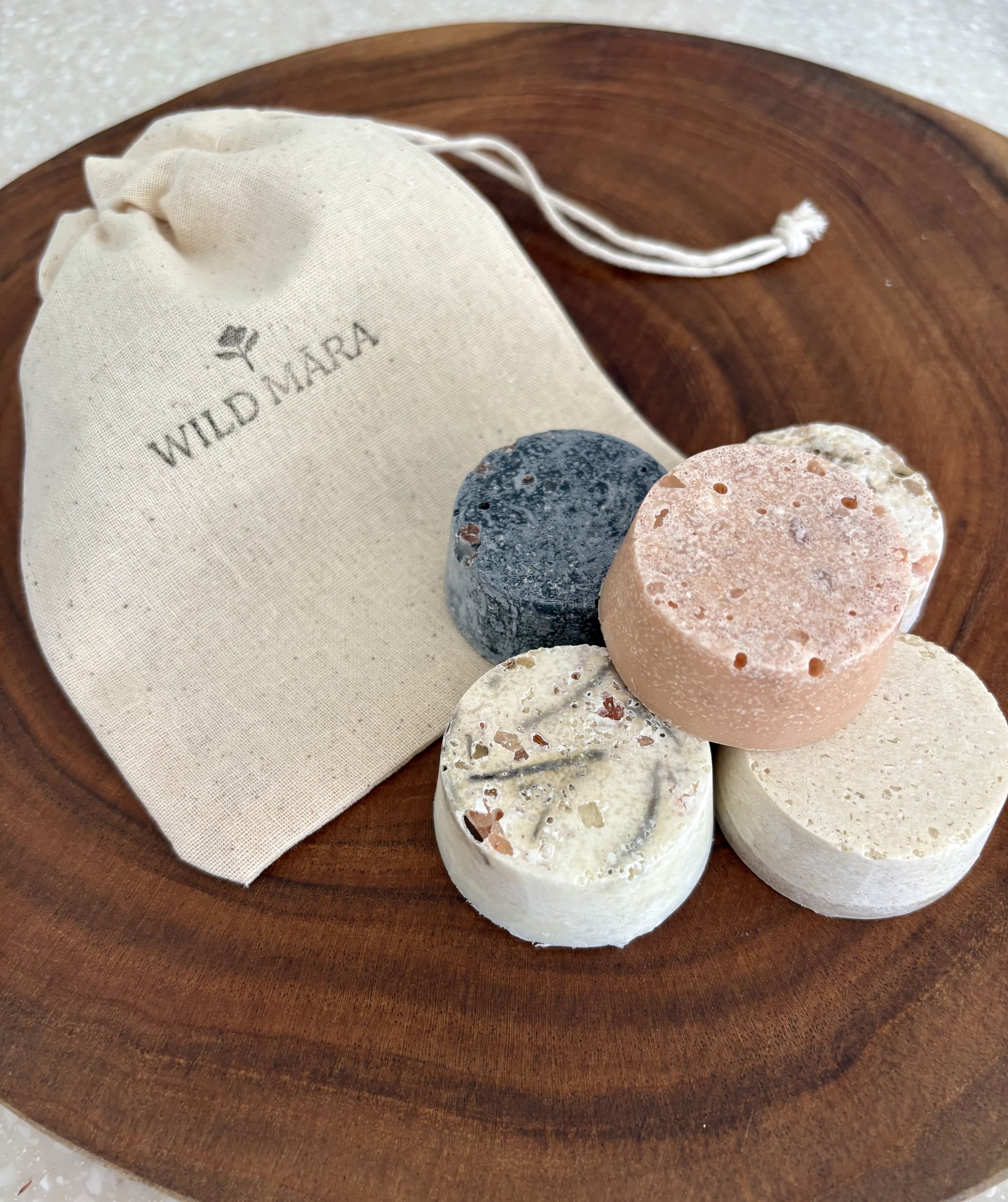 Soap Sample Bag, selection of salt soaps in cotton bag, NZ