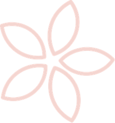 Outline of six flower petals arranged in a circular pattern.