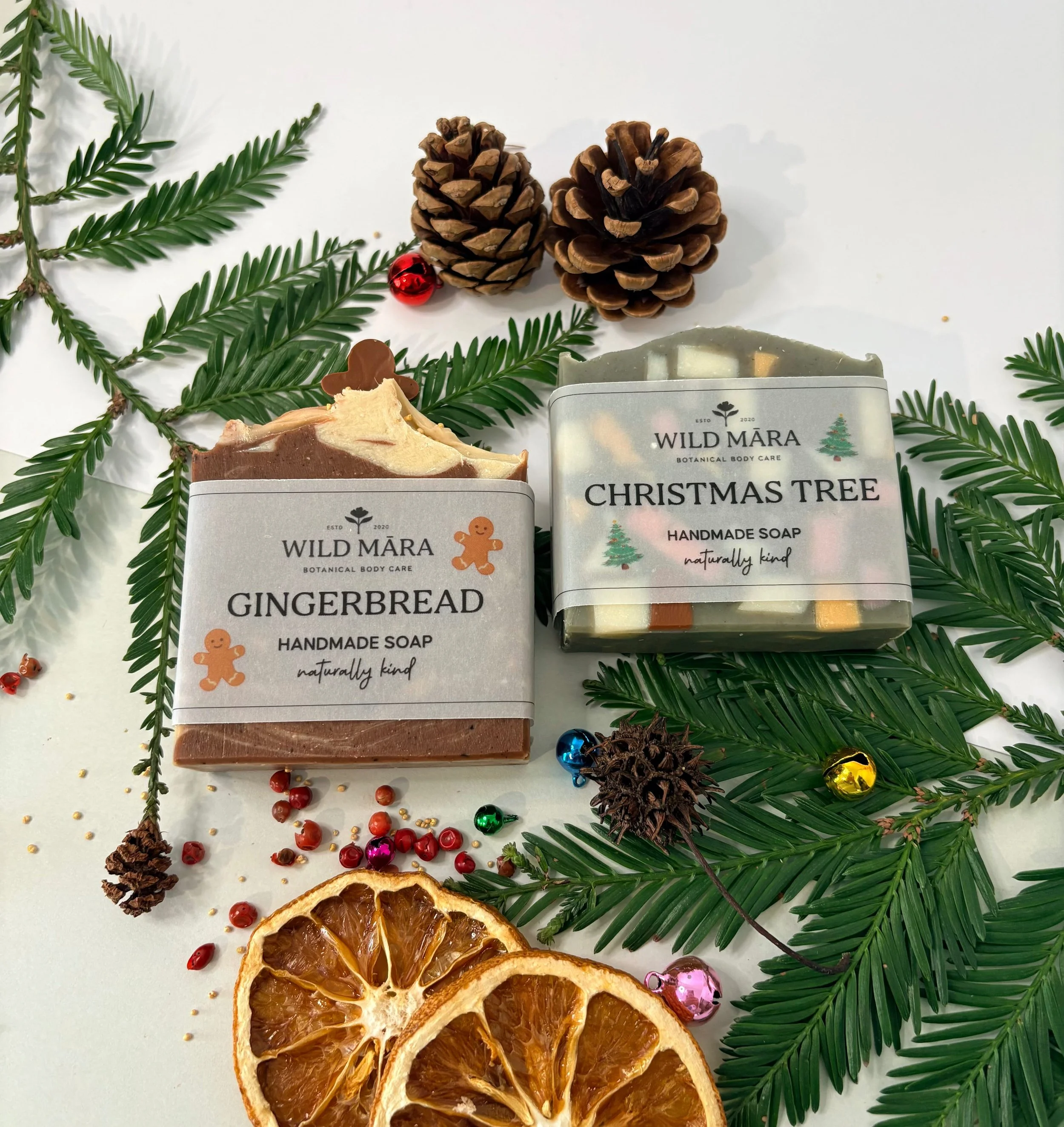 Christmas themed natural cold process soaps, Nelson, NZ