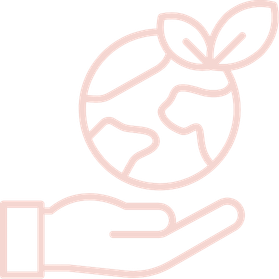 Line drawing of a hand holding a globe with a plant growing from it, symbolizing environmental care.