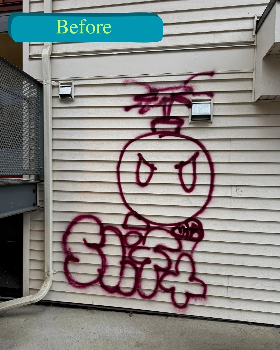 Graffiti spotted Monday morning, gone by lunch. Done and dusted.

Quick turnaround matters. It kept the building looking clean, prevented resident complaints, and didn't become another thing for the property manager to coordinate.

This is the value 