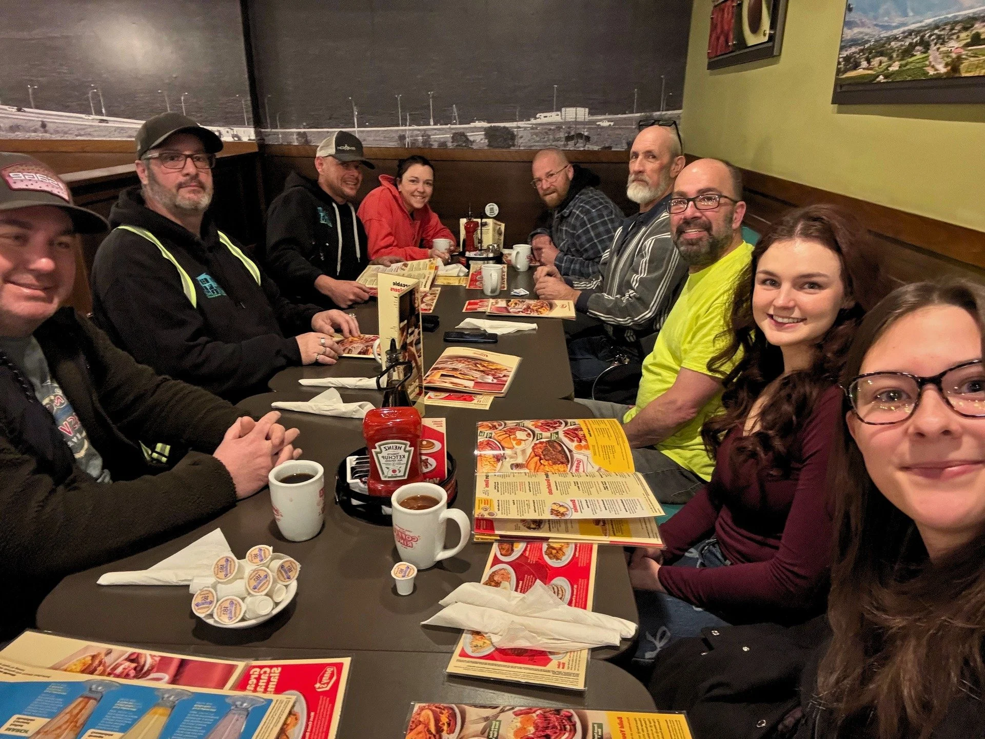 Yesterday we all got together for breakfast at Denny's, 6:30am, some of us more awake than others.

When your team spends most of their days spread across different properties, you have to be a little more intentional about finding time to sit down a